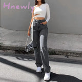 Hnewly Fashion Rippde Jeans Women High Waist Straight Denim Mom Pants Baggy Washed Blue Casual