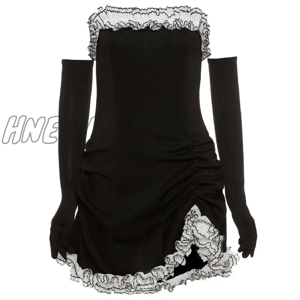 Hnewly Fashion Sexy Lace Up Strapless Dress Women Summer Party Vacation Beach Club Night Birthday
