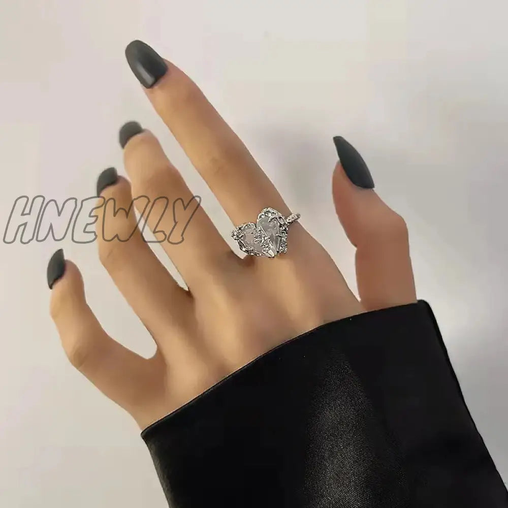 Hnewly Fashion Silver Color Minimalist Irregular Twined Finger Rings Creative Geometric Punk