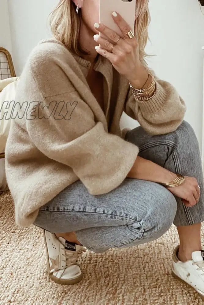Hnewly - Fashion Solid Cardigan Collar Outerwear