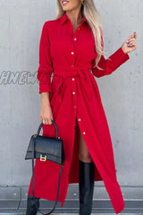 Hnewly - Fashion Solid Frenulum V Neck Irregular Dress Dresses(4 Colors) Dresses/Long Sleeve Dresses