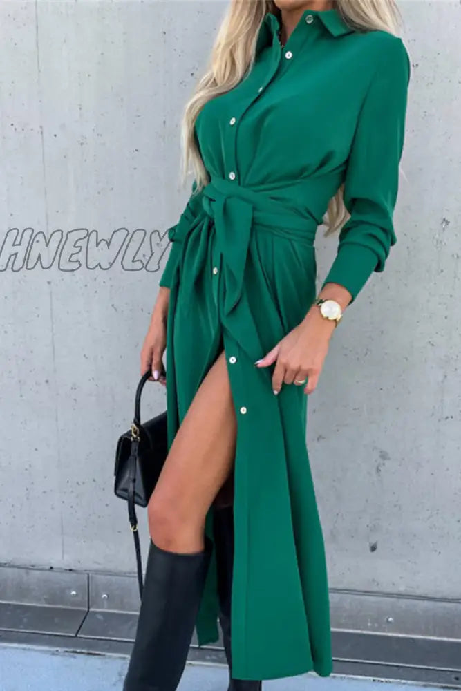 Hnewly - Fashion Solid Frenulum V Neck Irregular Dress Dresses(4 Colors) Dresses/Long Sleeve Dresses