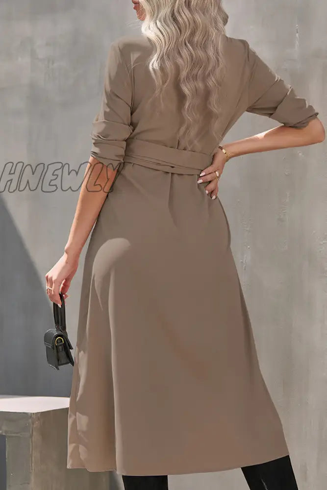 Hnewly - Fashion Solid Frenulum V Neck Irregular Dress Dresses(4 Colors) Dresses/Long Sleeve Dresses