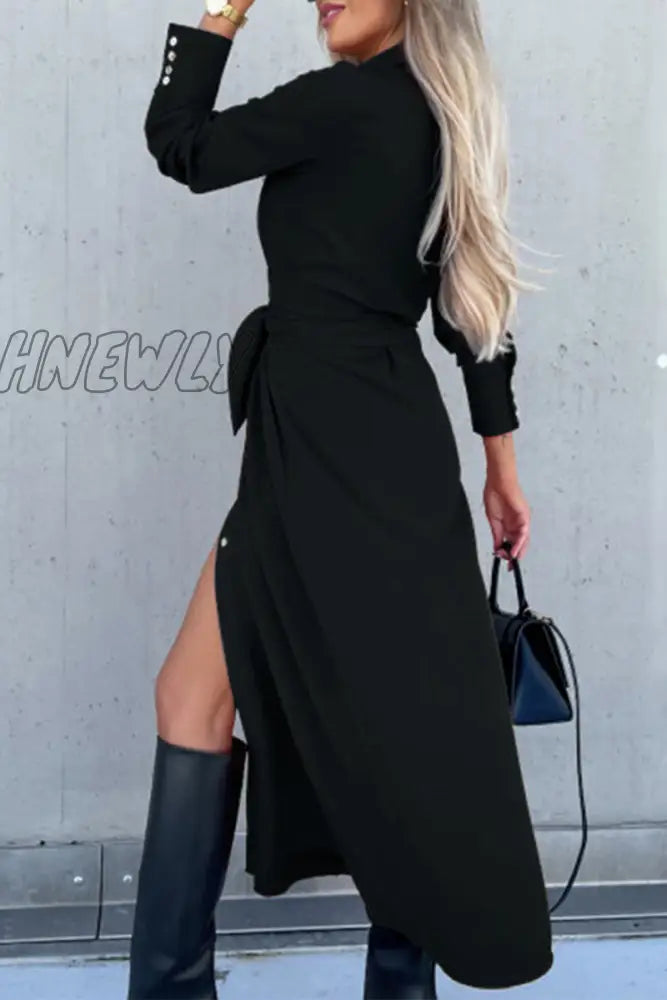 Hnewly - Fashion Solid Frenulum V Neck Irregular Dress Dresses(4 Colors) Dresses/Long Sleeve Dresses