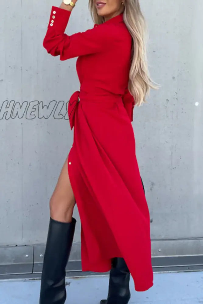 Hnewly - Fashion Solid Frenulum V Neck Irregular Dress Dresses(4 Colors) Dresses/Long Sleeve Dresses