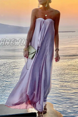 Hnewly - Fashion Solid Patchwork Strapless Straight Dresses(4 Colors) Dresses/Party Dresses