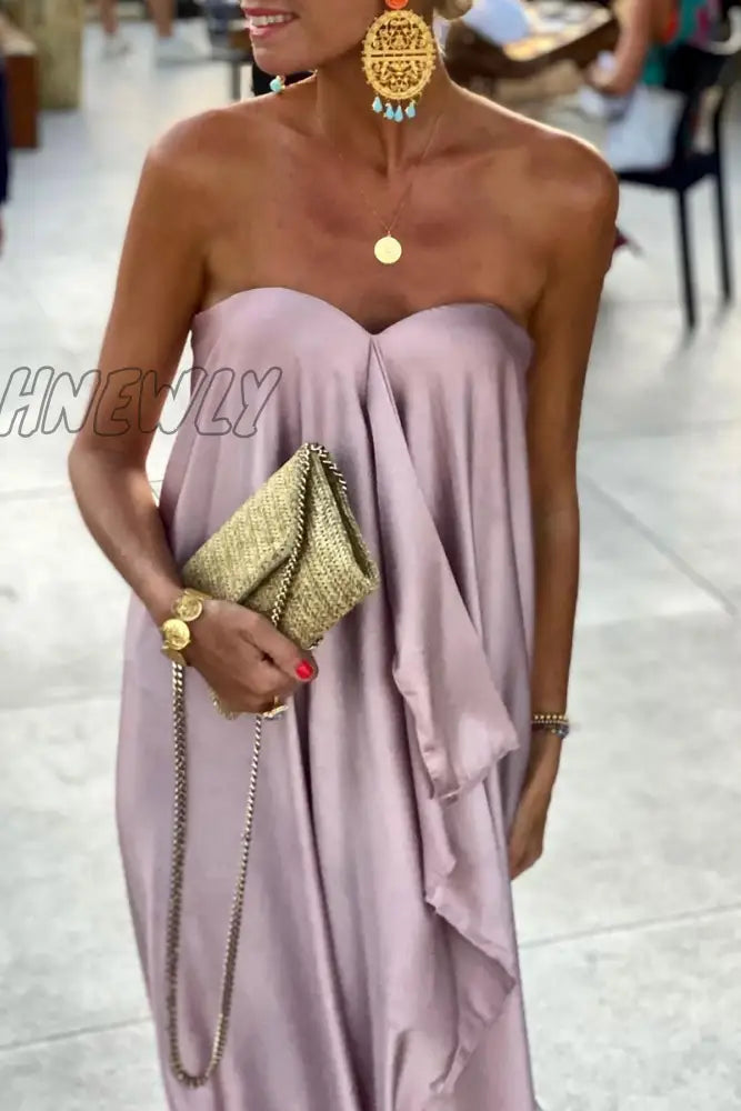 Hnewly - Fashion Solid Patchwork Strapless Straight Dresses(4 Colors) Dresses/Party Dresses