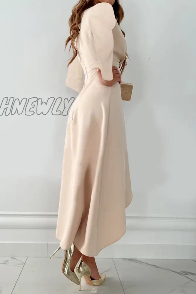 Hnewly - Fashion Solid Patchwork V Neck Asymmetrical Dresses(5 Colors) Dresses/Long Sleeve Dresses