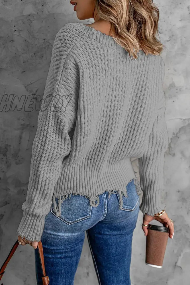 Hnewly - Fashion Solid Tassel V Neck Sweaters(8 Colors) Tops/Sweaters & Cardigans