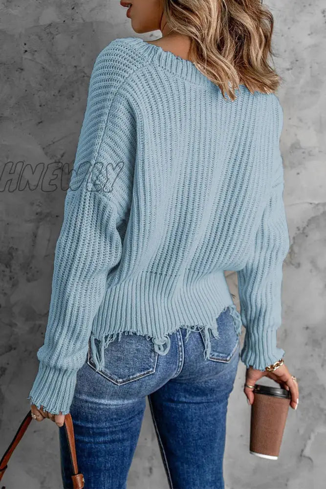 Hnewly - Fashion Solid Tassel V Neck Sweaters(8 Colors) Tops/Sweaters & Cardigans