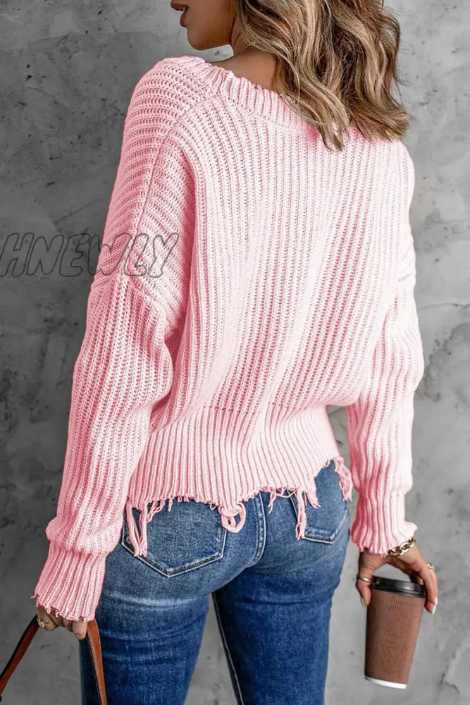 Hnewly - Fashion Solid Tassel V Neck Sweaters(8 Colors) Tops/Sweaters & Cardigans