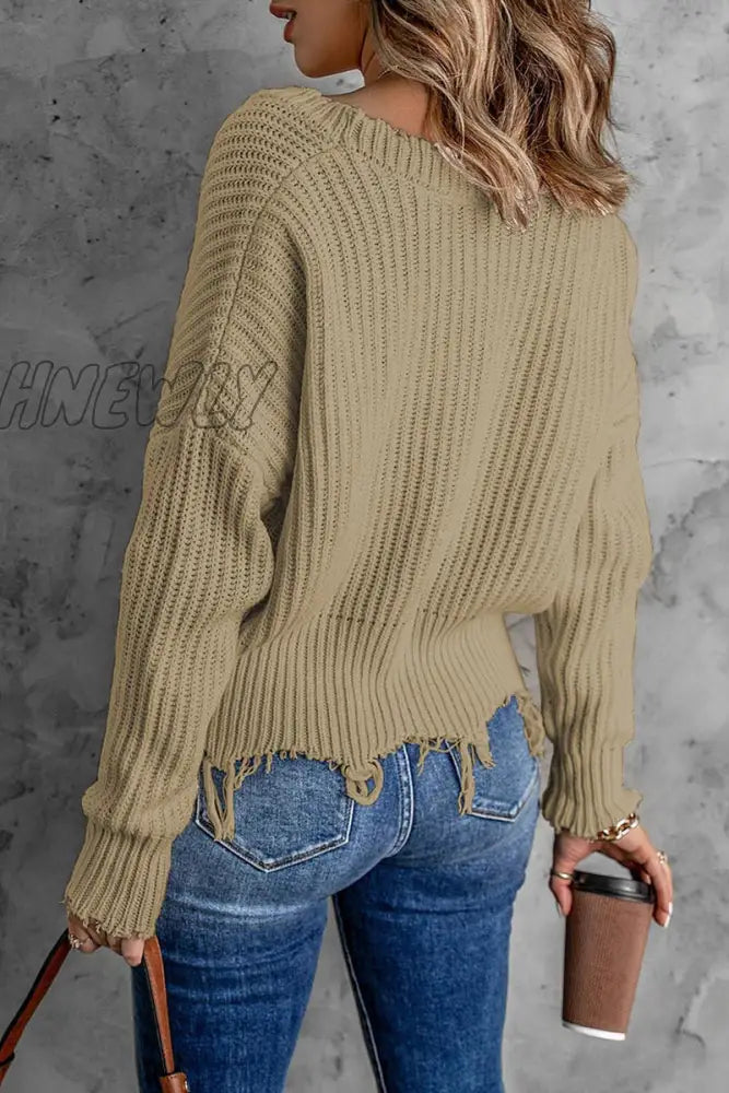 Hnewly - Fashion Solid Tassel V Neck Sweaters(8 Colors) Tops/Sweaters & Cardigans