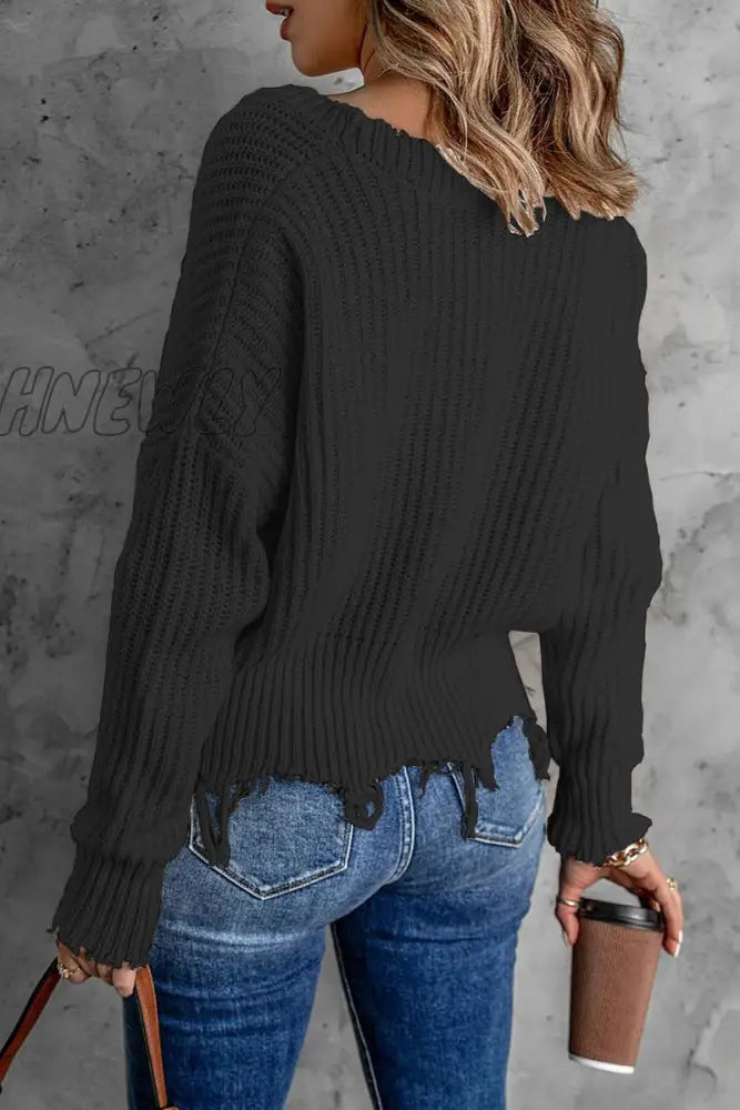 Hnewly - Fashion Solid Tassel V Neck Sweaters(8 Colors) Tops/Sweaters & Cardigans