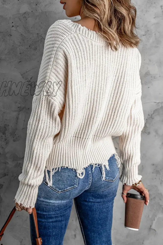 Hnewly - Fashion Solid Tassel V Neck Sweaters(8 Colors) Tops/Sweaters & Cardigans