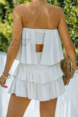 Hnewly - Fashion Street Solid Patchwork Strapless Waist Skirt Dresses Dresses/Short