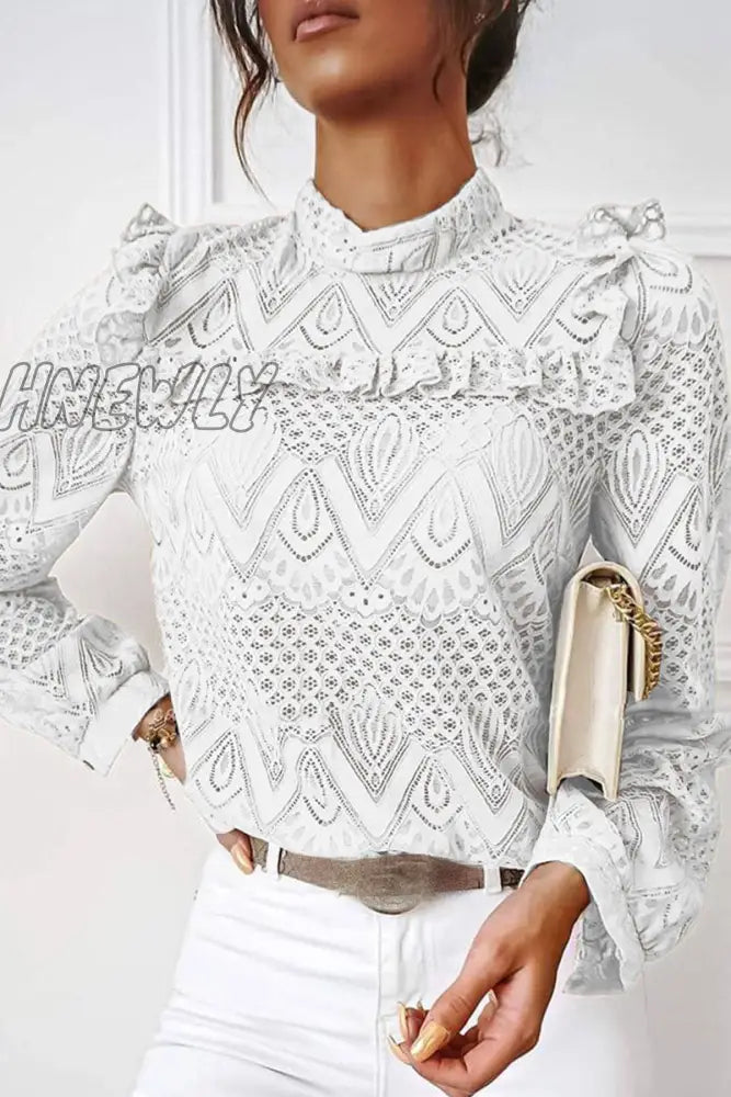 Hnewly - Fashion Sweet Solid Patchwork O Neck Tops(3 Colors) White / S Tops/Long Sleeve Tops