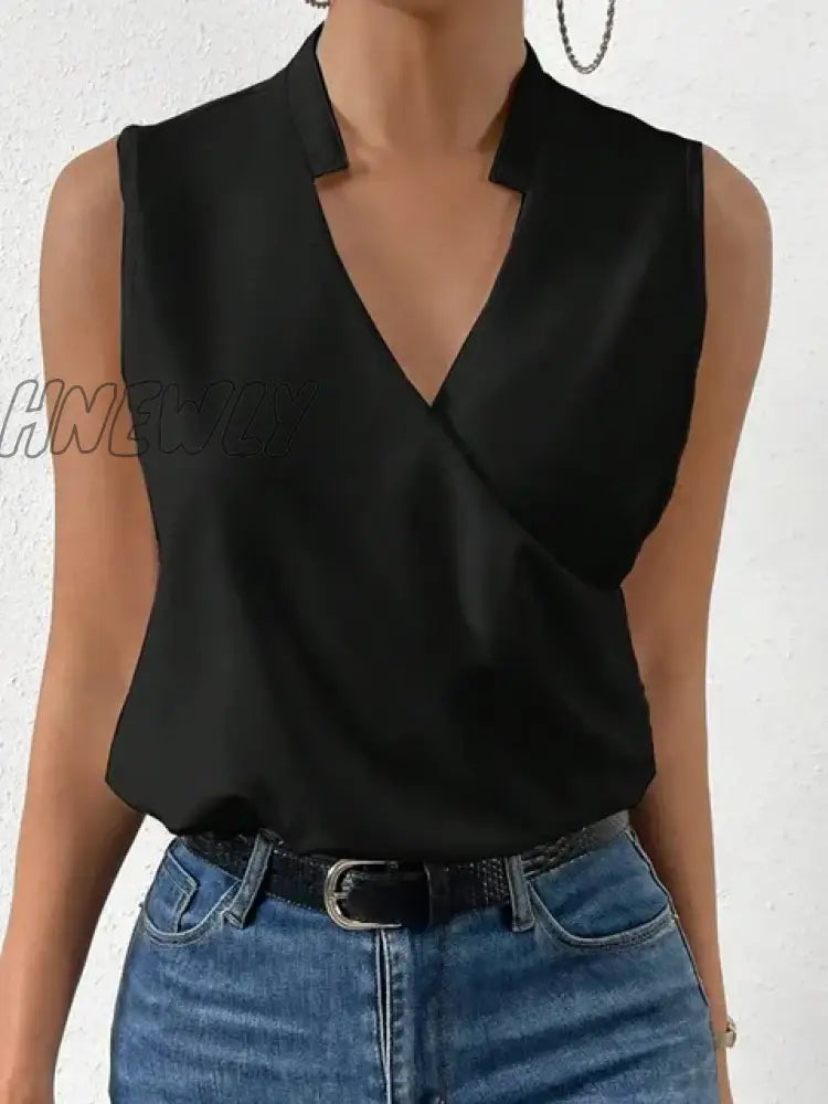 Hnewly Fashion V-Neck Sleeveless Print Women Tops And Blouses Summer Casual White Tank Top Femme