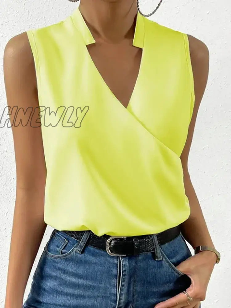Hnewly Fashion V-Neck Sleeveless Print Women Tops And Blouses Summer Casual White Tank Top Femme