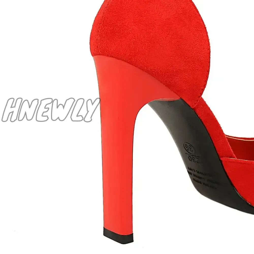 Hnewly Fashion Women 10.5Cm Super High Heels Square Toe Pumps Lady Fetish Nightclub Evening Block