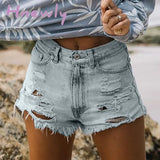 Hnewly Fashion Womens Pocket Short Jeans Buttons Hole Zipper High Waist Denim Shorts Female Summer Casual Solid Color Pants Streetwear