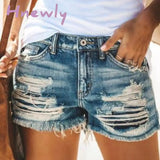 Hnewly Fashion Womens Pocket Short Jeans Buttons Hole Zipper High Waist Denim Shorts Female Summer