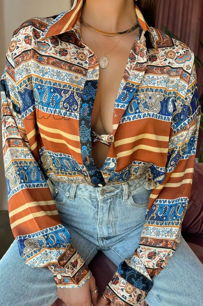 Hnewly Fashion Zebra Print Blouse Shirts Women Autumn Long Sleeve Lapel Beach Casual Loose Club