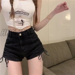 Hnewly Female Fashion Casual Cool Woman Shorts For Women Denim Booty High Waist Drawstring Jean