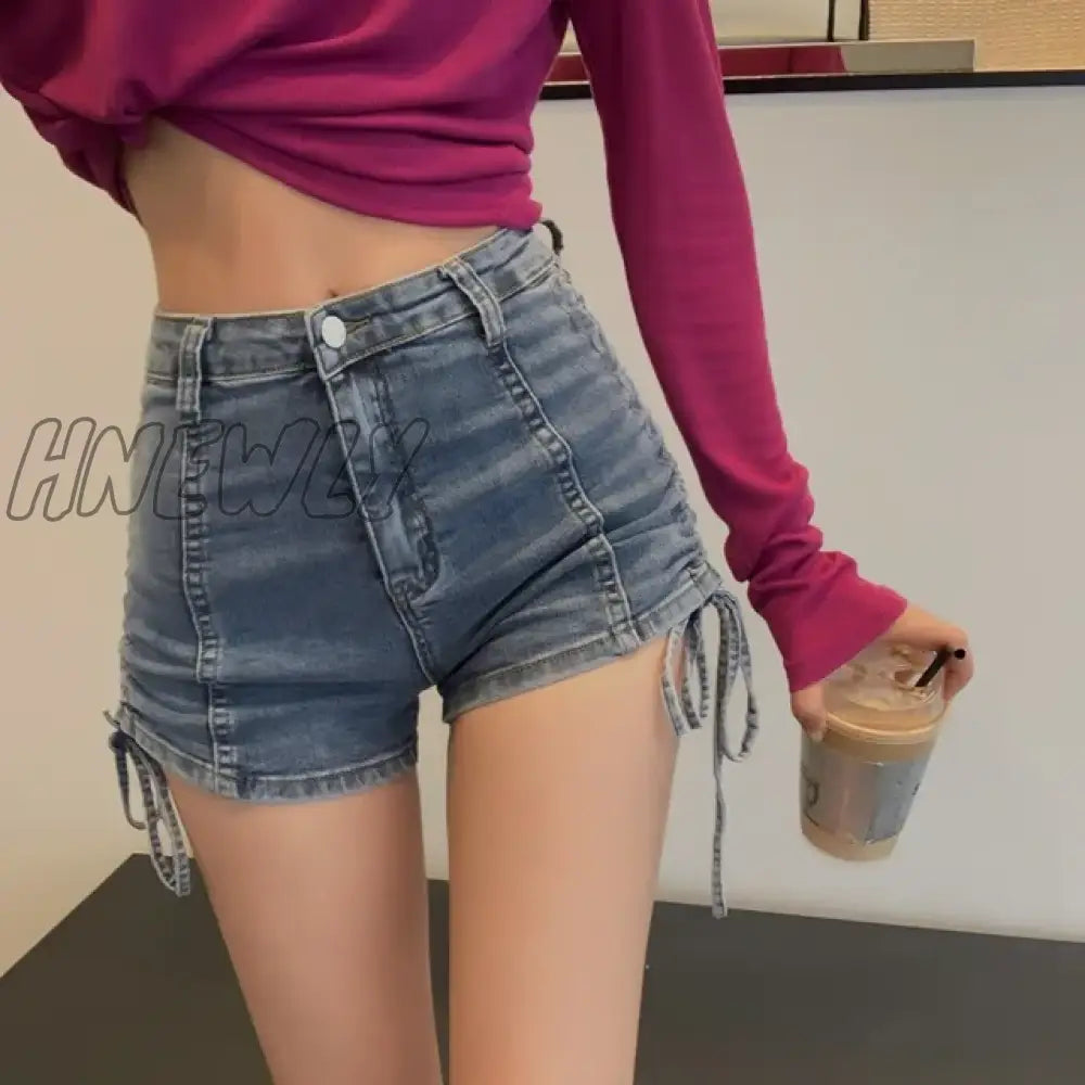 Hnewly Female Fashion Casual Cool Woman Shorts For Women Denim Booty High Waist Drawstring Jean