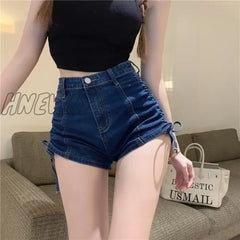 Hnewly Female Fashion Casual Cool Woman Shorts For Women Denim Booty High Waist Drawstring Jean