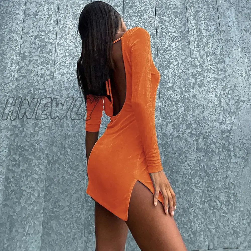 Hnewly Flare Long Sleeve Sexy Party Bodycon Woman Dress Spring Summer V Neck Puff Elegant Robe