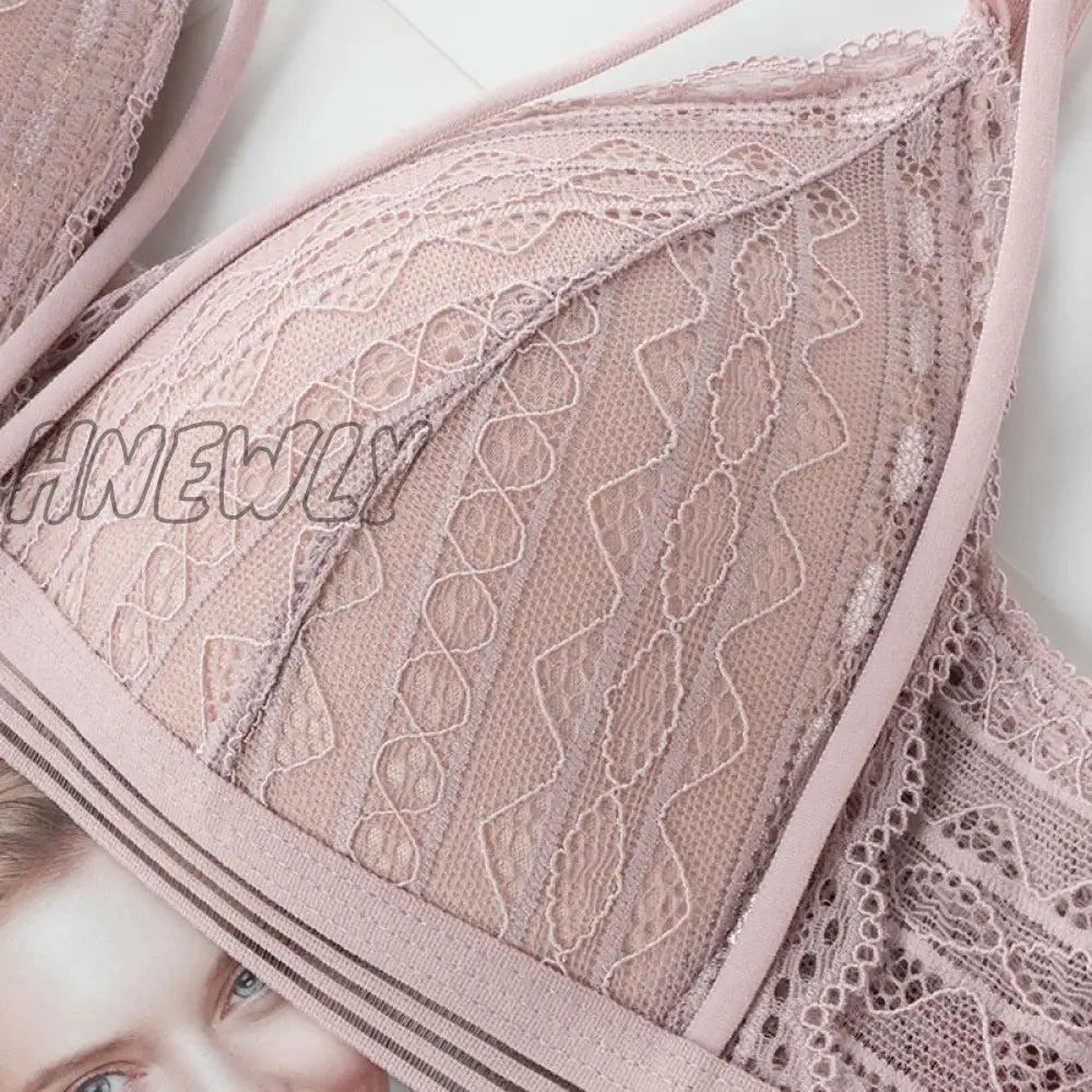 Hnewly Floral Lace Bras For Women Sexy Lingerie Beauty Back Deep V Bralette Wire Free Thin