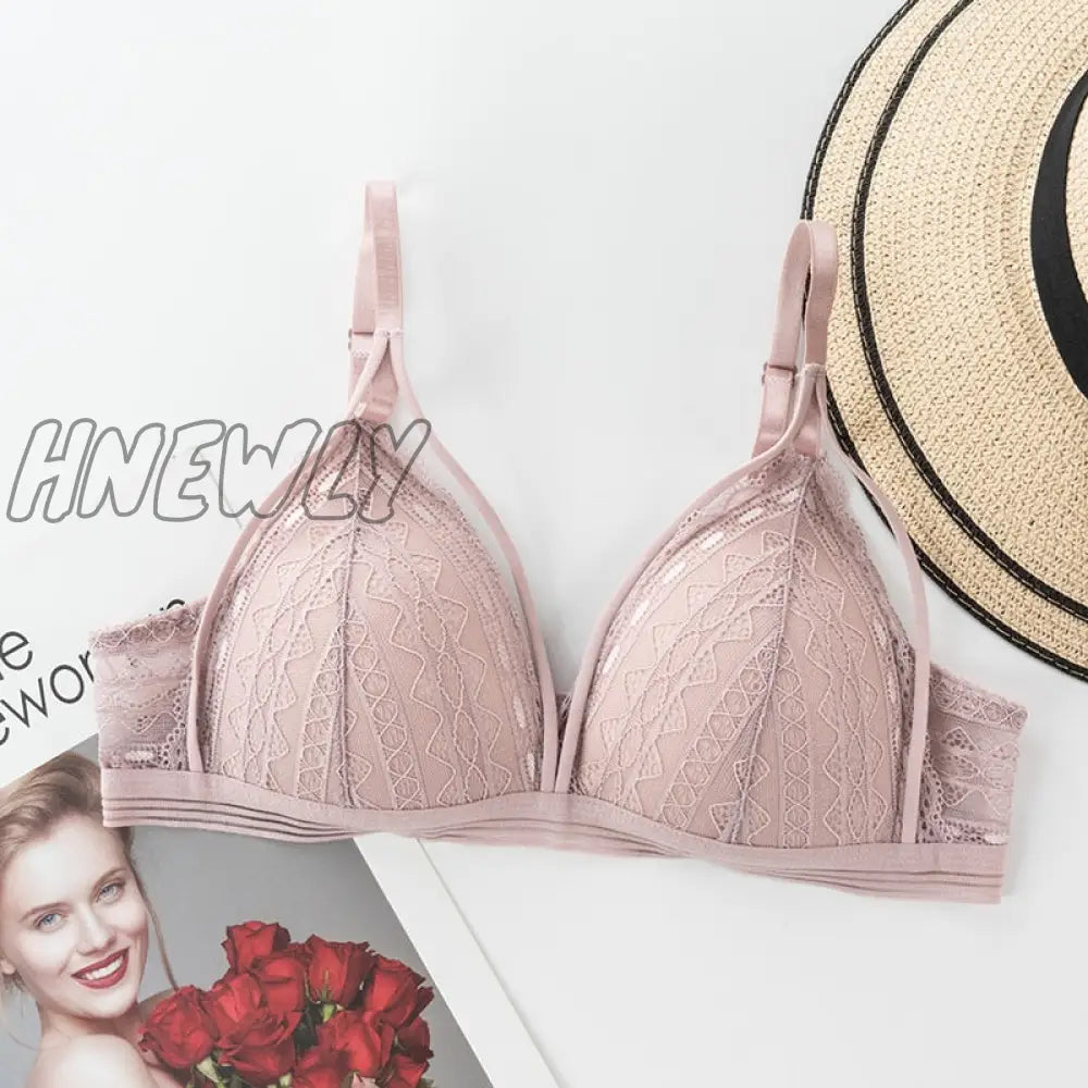 Hnewly Floral Lace Bras For Women Sexy Lingerie Beauty Back Deep V Bralette Wire Free Thin