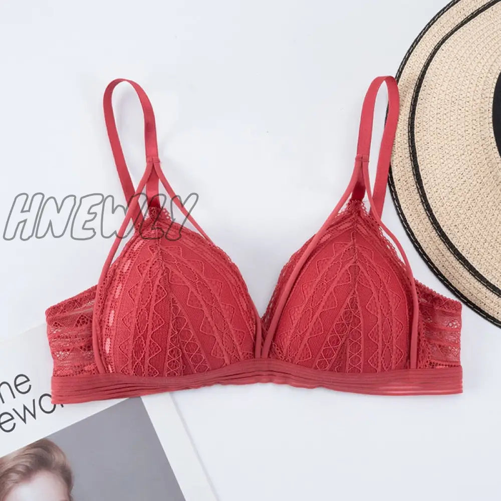 Hnewly Floral Lace Bras For Women Sexy Lingerie Beauty Back Deep V Bralette Wire Free Thin