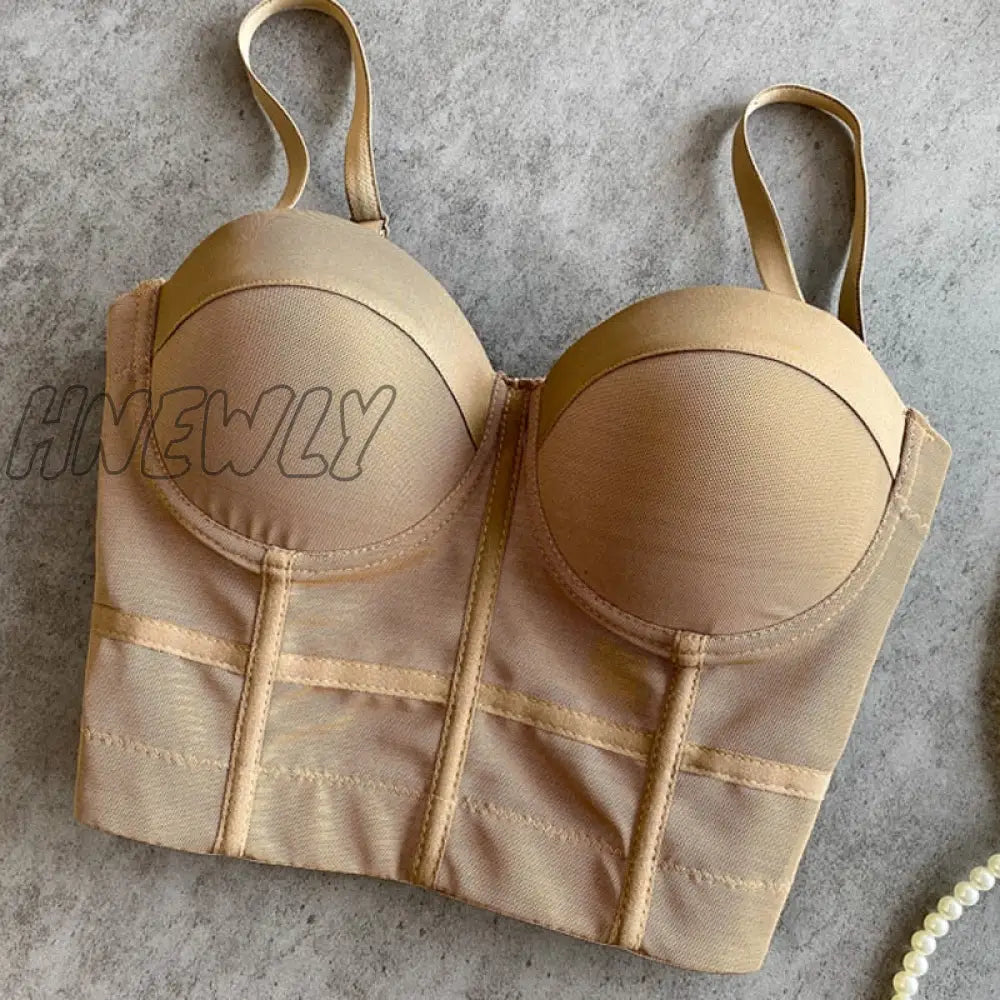 Hnewly Full Beads Female Corset Top Camis Nightclub Sexy Rhinestones Short Chest Binder Camisole