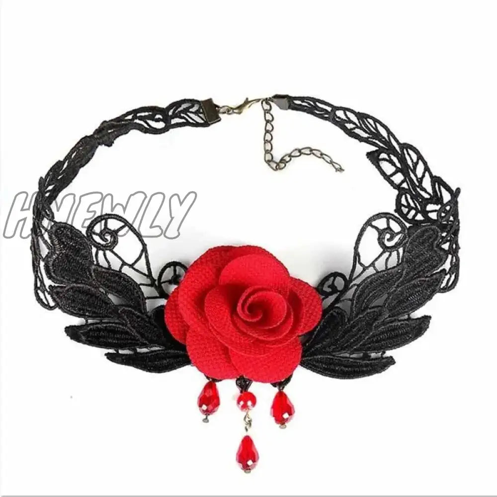 Hnewly Girl Black Lace Choker Necklace For Women Grunge Neck Chain Collarbone Necklaces Punk Lolita