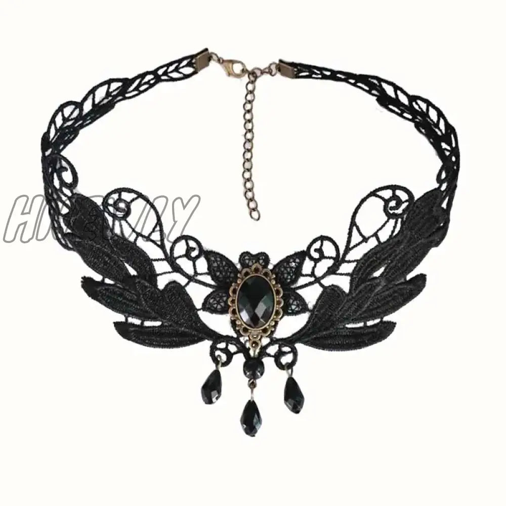 Hnewly Girl Black Lace Choker Necklace For Women Grunge Neck Chain Collarbone Necklaces Punk Lolita