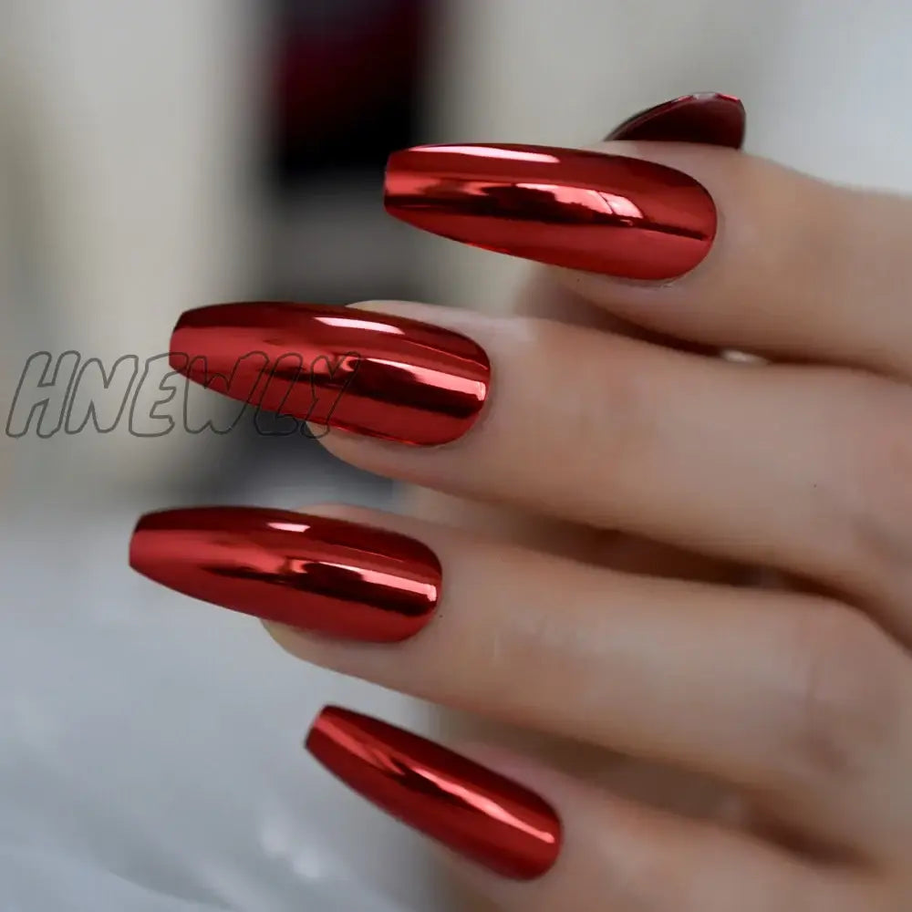 Glossy White French Press On False Nails Extra Long Coffin Ballerina Shape Gel Nude Fingersnails