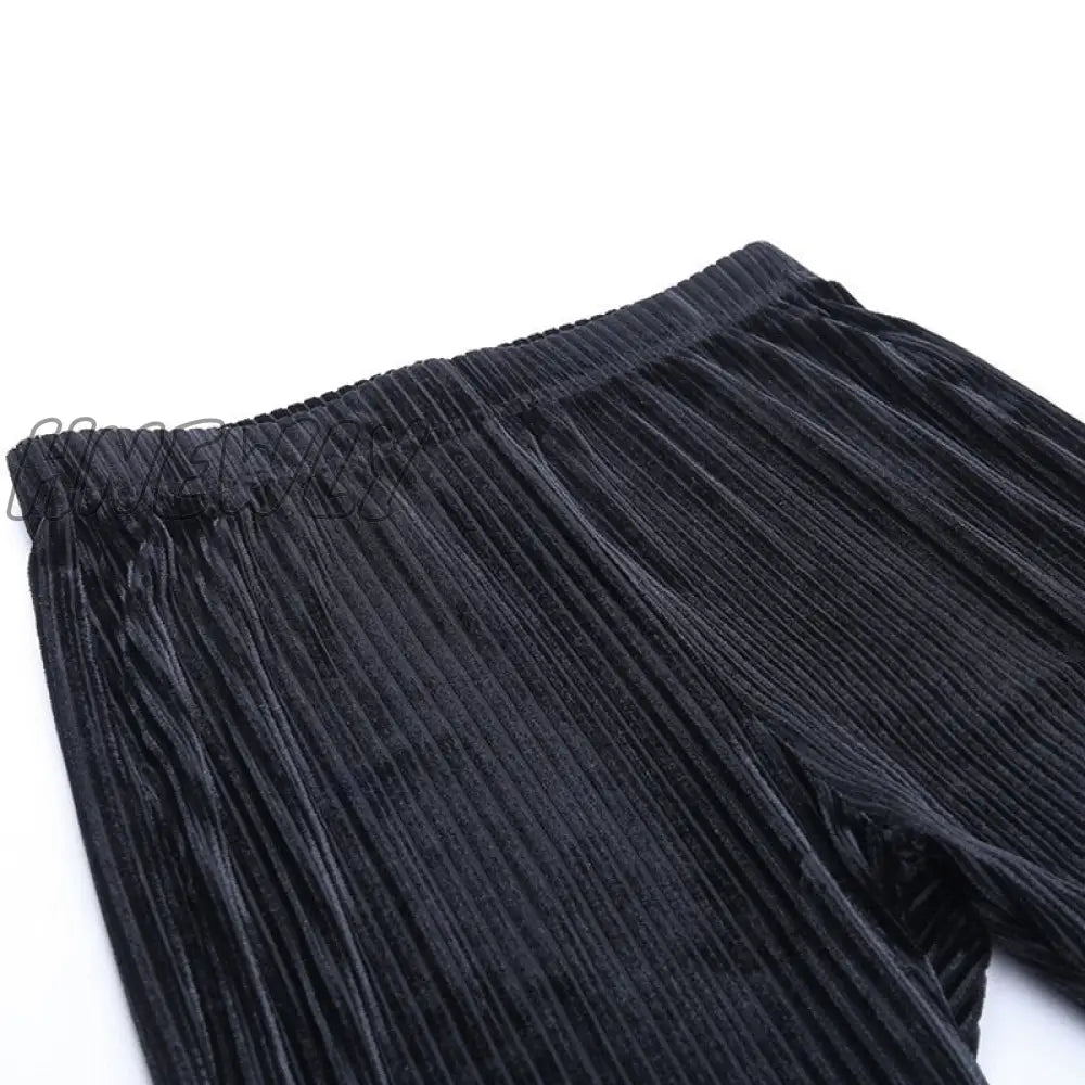 Hnewly Goth Dark Vintage Streetwear Women Pants Flare Harajuku Egirl Aesthetic Emo Grunge Female