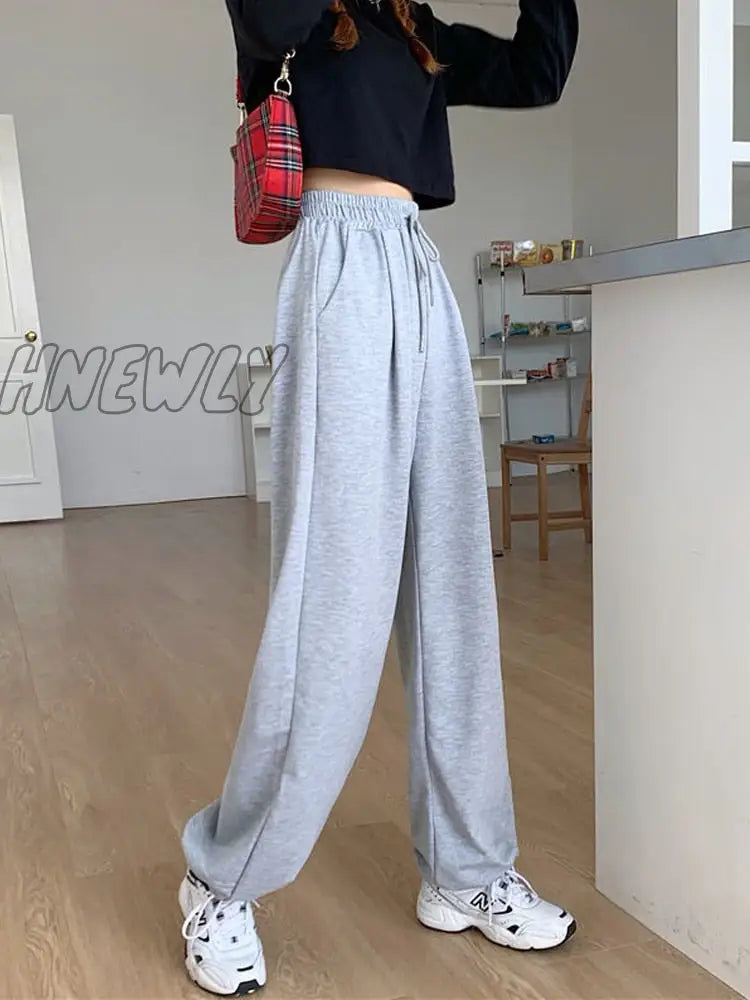 Hnewly Gray Sweatpants For Women Autumn New Baggy Fashion Oversize Sports Pants Balck Trousers