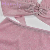 Hnewly Grunge Fairy Two Piece Skirt Set Women Goth Pink Glitter Sexy Club Outfits Summer Y2K