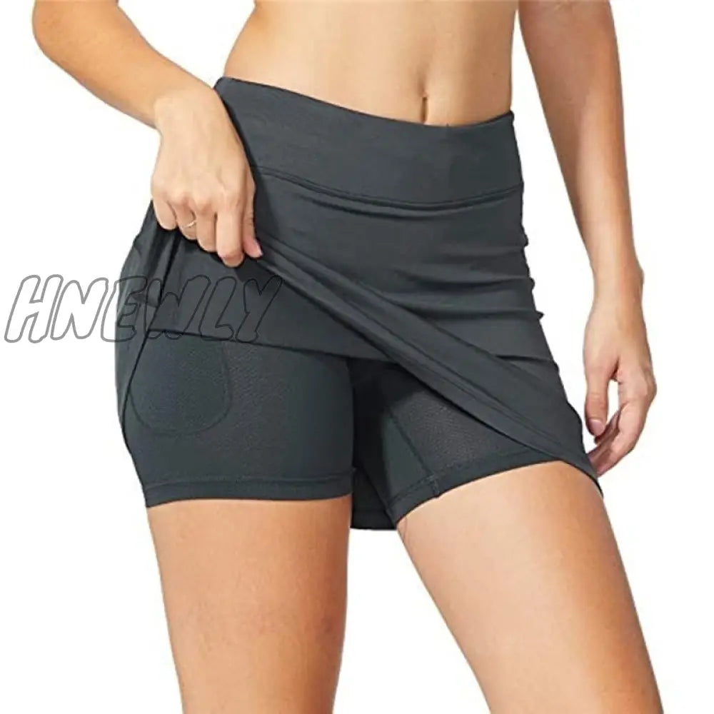 Hnewly Gym Women Running Shorts Skirt High Waist New Solid Color Fitness Sports Short Pencil Skirts