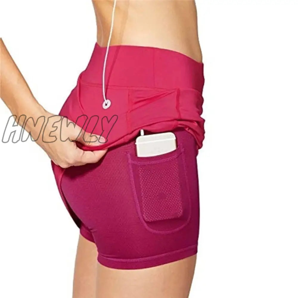 Hnewly Gym Women Running Shorts Skirt High Waist New Solid Color Fitness Sports Short Pencil Skirts