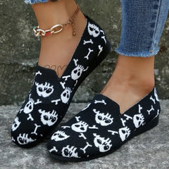 Hnewly - Halloween Black Casual Patchwork Round Comfortable Shoes Shoes
