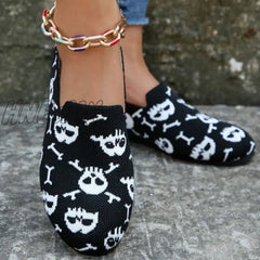Hnewly - Halloween Black Casual Patchwork Round Comfortable Shoes Shoes