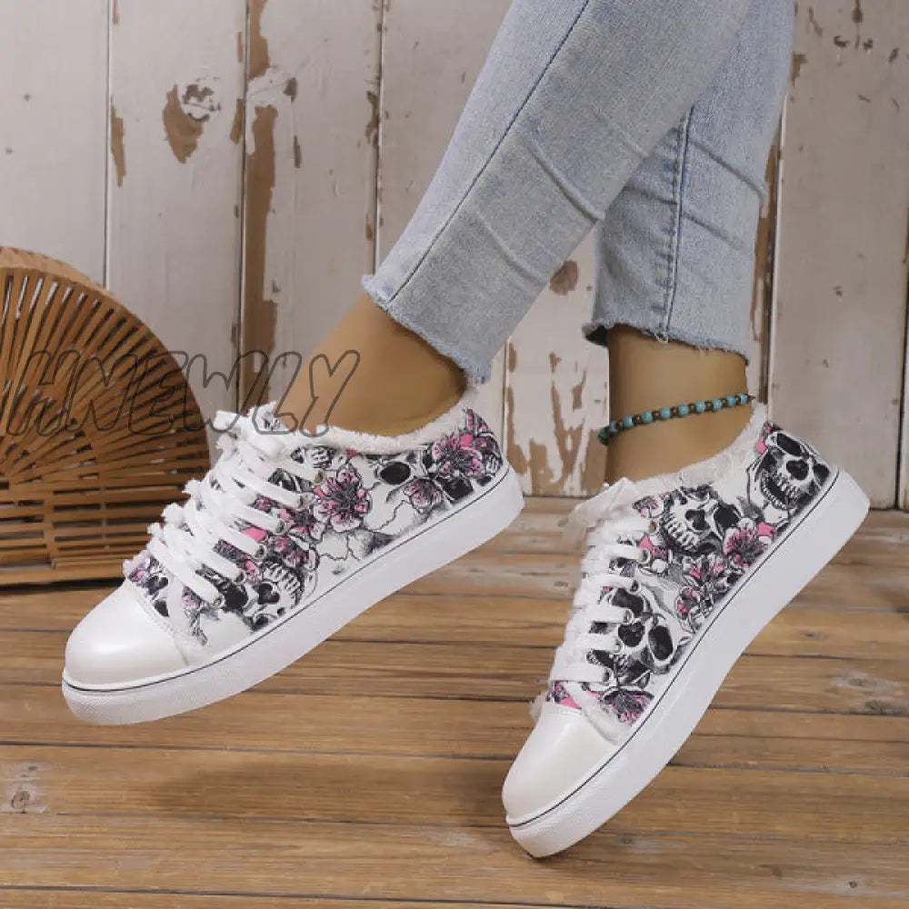 Hnewly - Halloween Yellow Casual Daily Patchwork Printing Round Comfortable Shoes Shoes Sneakers
