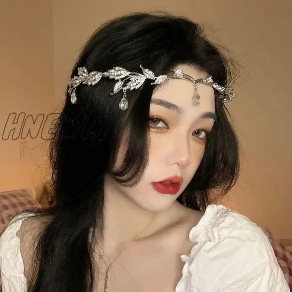 Hnewly Handmade Crystal Headbands For Women Crown Bridal Party Elf Hair Accessories Wedding Tiara