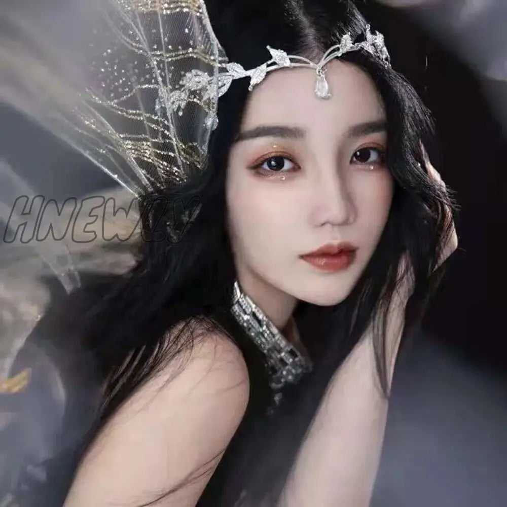 Hnewly Handmade Crystal Headbands For Women Crown Bridal Party Elf Hair Accessories Wedding Tiara