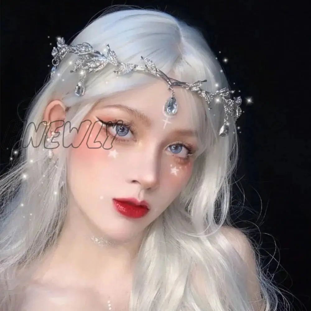 Hnewly Handmade Crystal Headbands For Women Crown Bridal Party Elf Hair Accessories Wedding Tiara