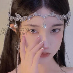 Hnewly Handmade Crystal Headbands For Women Crown Bridal Party Elf Hair Accessories Wedding Tiara