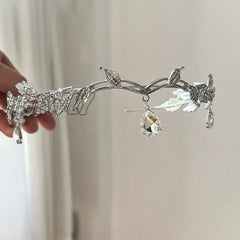 Hnewly Handmade Crystal Headbands For Women Crown Bridal Party Elf Hair Accessories Wedding Tiara